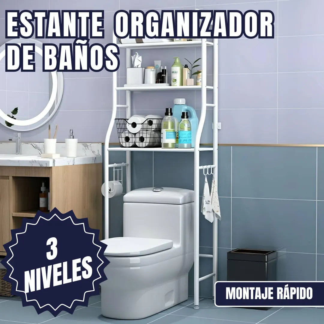 ORGANIZADOR DE BAÑO METALICO DE 3 NIVELES