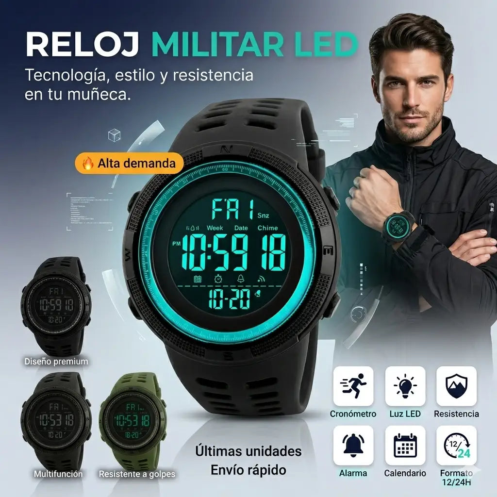 RELOJ DEPORTIVO MILITAR PARA HOMBRE